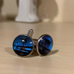 Vintage Tropical Palm Tree Scene cufflinks by Hoffman